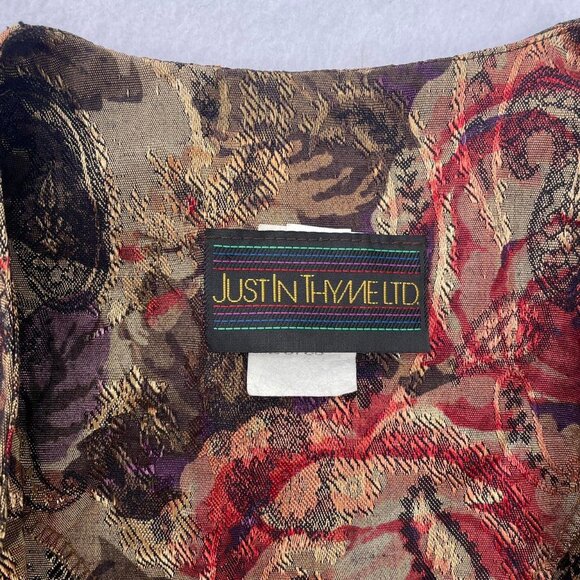 Vintage Just in Thyme Floral Red Gold Jacket Blazer Paper Tag Sz 12 Fall Autumn - Picture 3 of 8